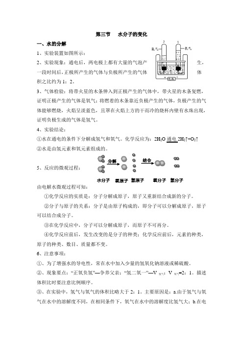 《水分子的变化》知识点总结