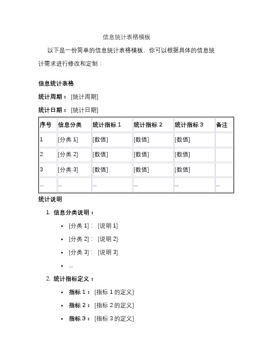 信息统计表格模板