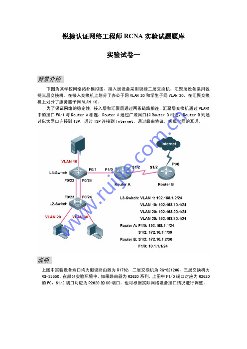 锐捷认证网络工程师RCNA模拟实验试题题库