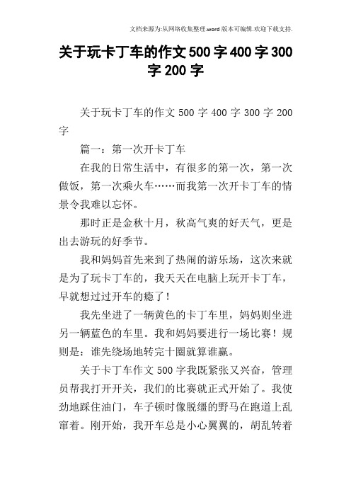 关于玩卡丁车的作文500字400字300字200字