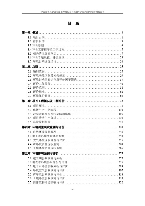 得志金属表面处理有限公司电镀生产线项目报告书