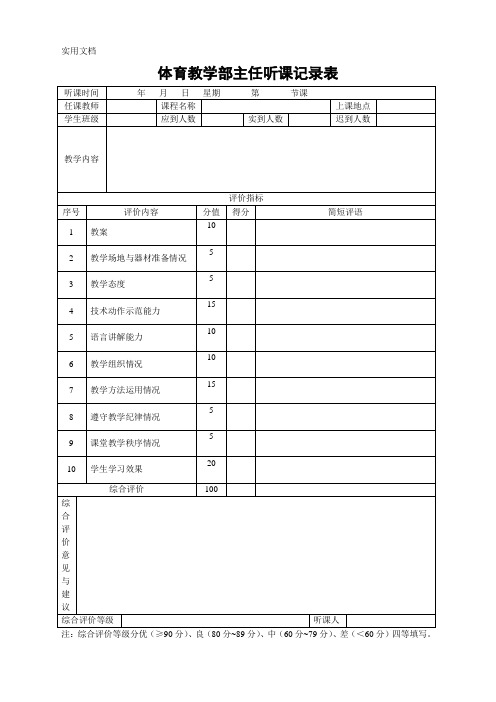 体育教学部主任听课记录表