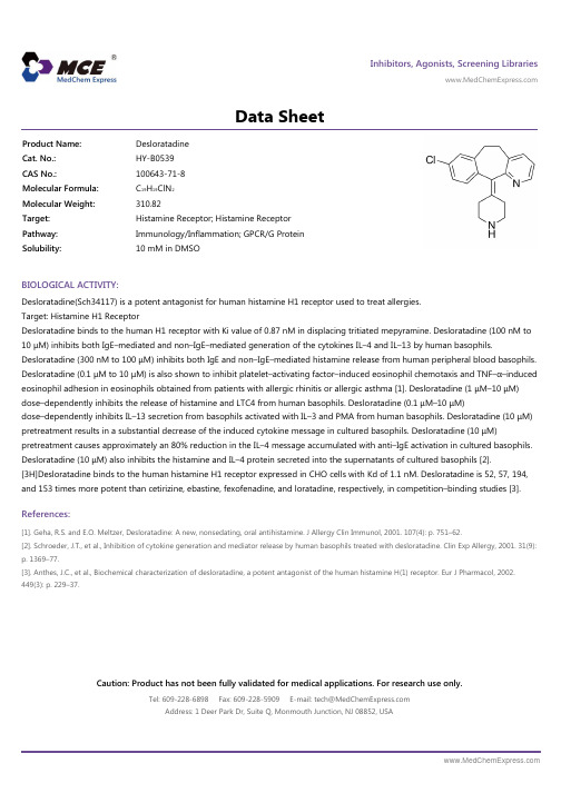 Desloratadine_DataSheet_MedChemExpress