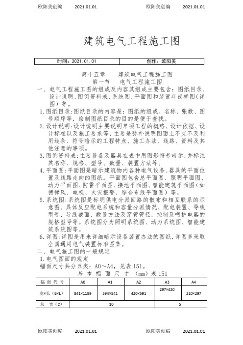 建筑电气施工图实例图解图例、符号、含义之欧阳美创编