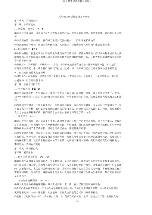 七级上册思想品德复习提纲4