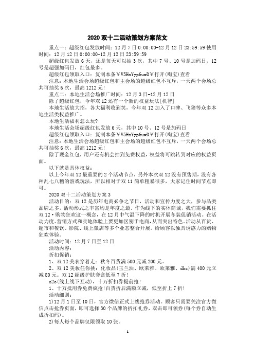 2020双十二活动策划方案范文