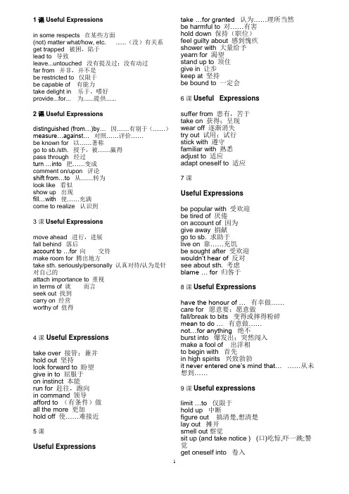 综合英语二 上下册Useful Expressions