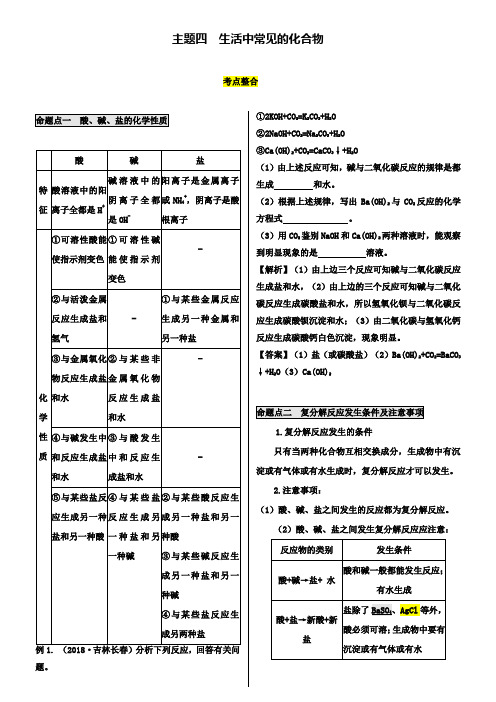 中考化学专题复习一 主题4 生活中常见的化合物