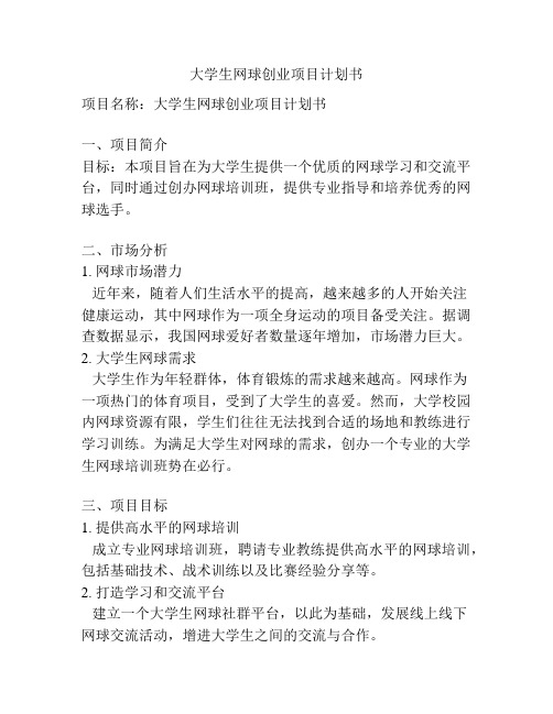 大学生网球创业项目计划书