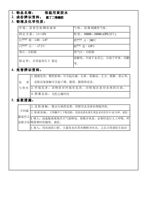 保温胶水MSDS-007