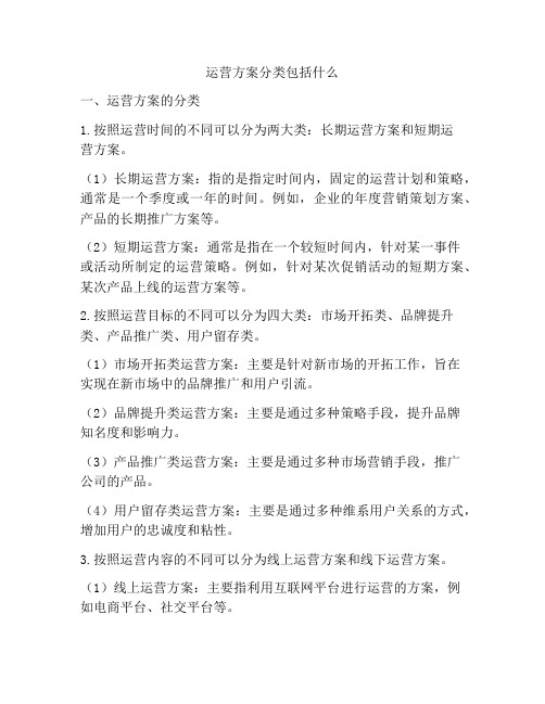 运营方案分类包括什么