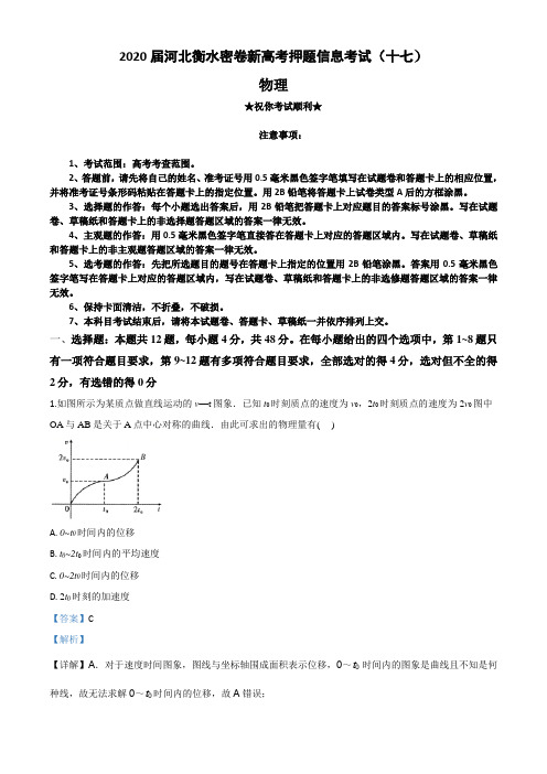 2020届河北衡水密卷新高考押题信息考试(十七)物理试卷