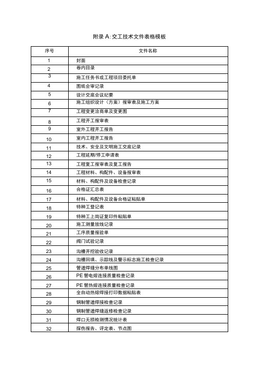 交工技术文件表格模板