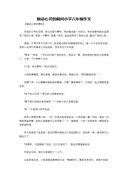 触动心灵的瞬间小学六年级作文