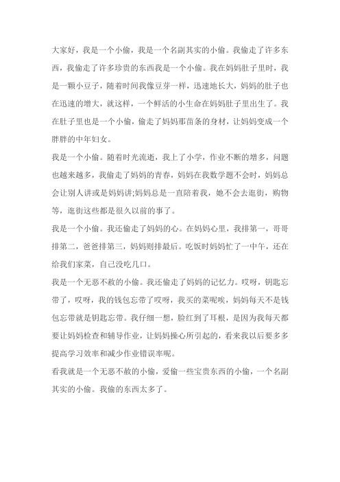 我是小偷作文600字