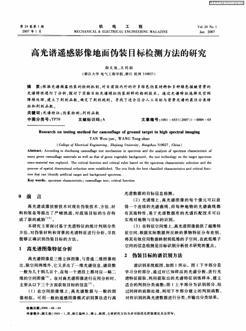 高光谱遥感影像地面伪装目标检测方法的研究