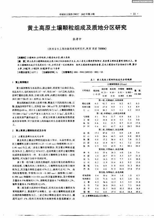 黄土高原土壤颗粒组成及质地分区研究