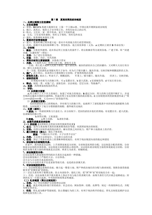 历史必修1第一单元复习提纲