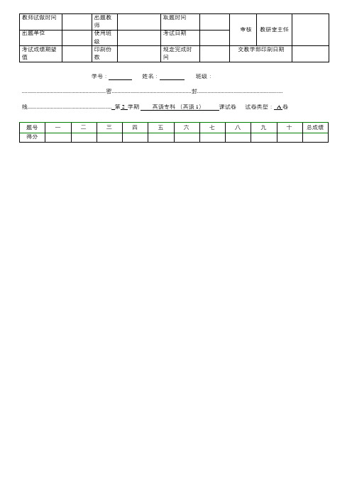 大学英语1 期末考试试题及参考答案