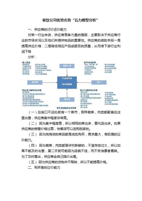 餐饮公司优势劣势“五力模型分析”