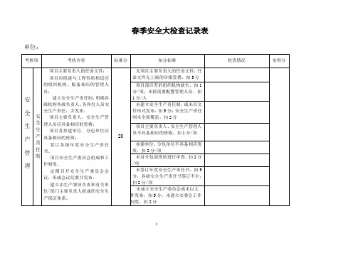 春季安全大检查记录表