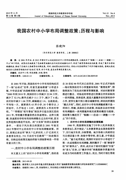 我国农村中小学布局调整政策：历程与影响