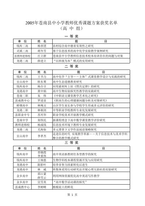 教育案例获奖名单