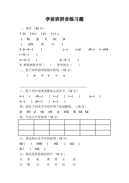 学前班拼音练习题