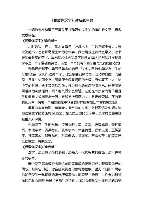 《我爱你汉字》读后感三篇