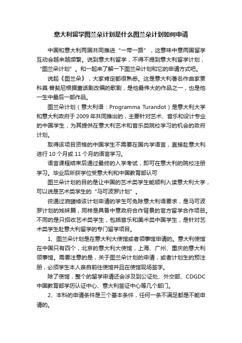 意大利留学图兰朵计划是什么图兰朵计划如何申请