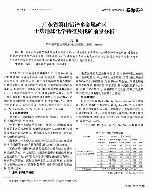 广东省溪山铅锌多金属矿区土壤地球化学特征及找矿前景分析