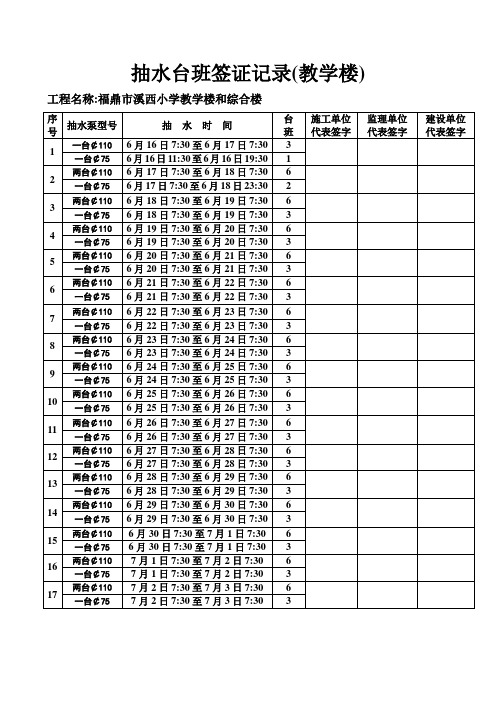 抽水台班签证记录1