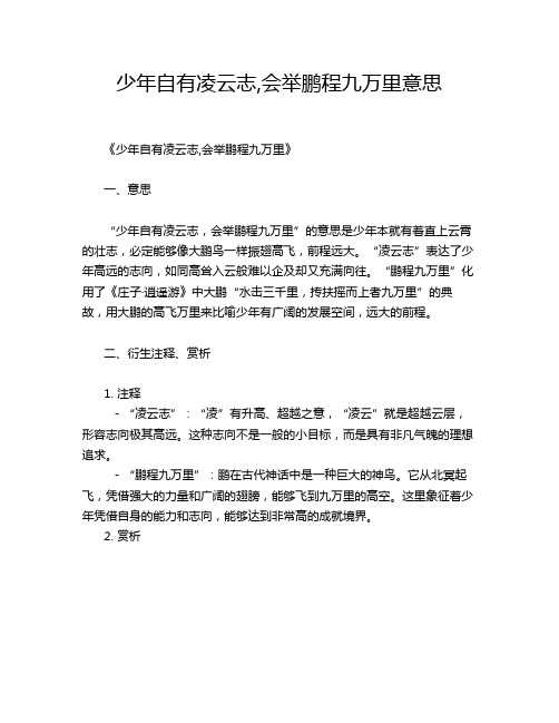 少年自有凌云志,会举鹏程九万里意思