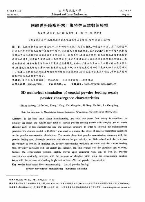 同轴送粉喷嘴粉末汇聚特性三维数值模拟