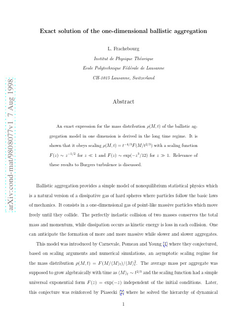 Exact solution of the one-dimensional ballistic aggregation