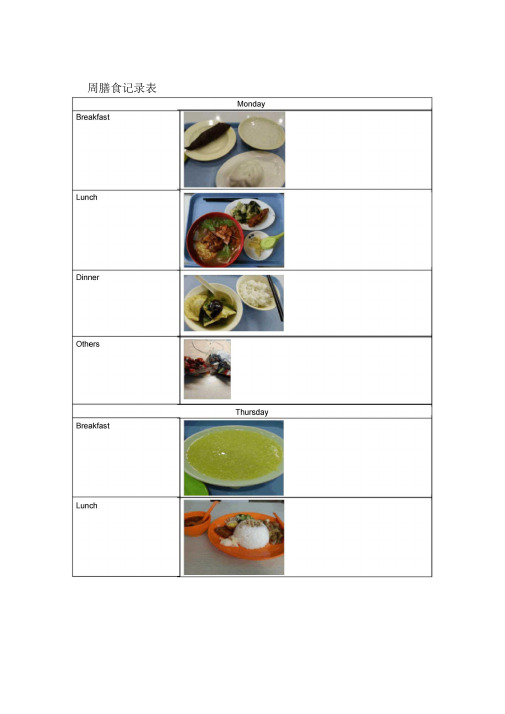 膳食营养记录表