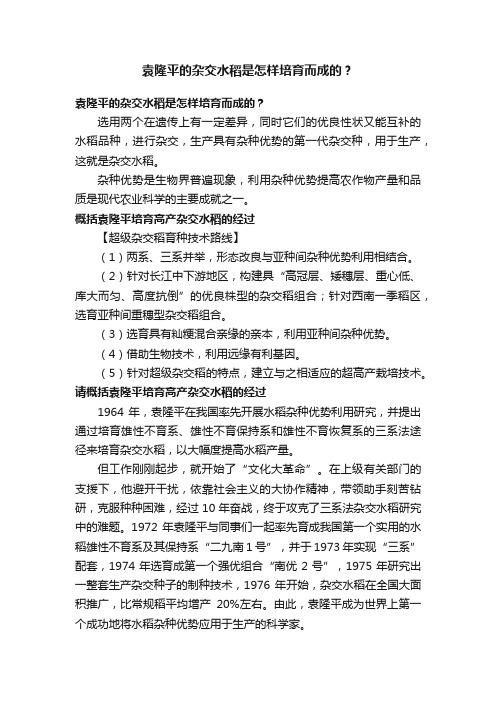 袁隆平的杂交水稻是怎样培育而成的？