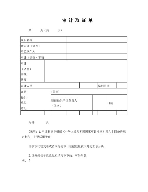 审计取证单、底稿