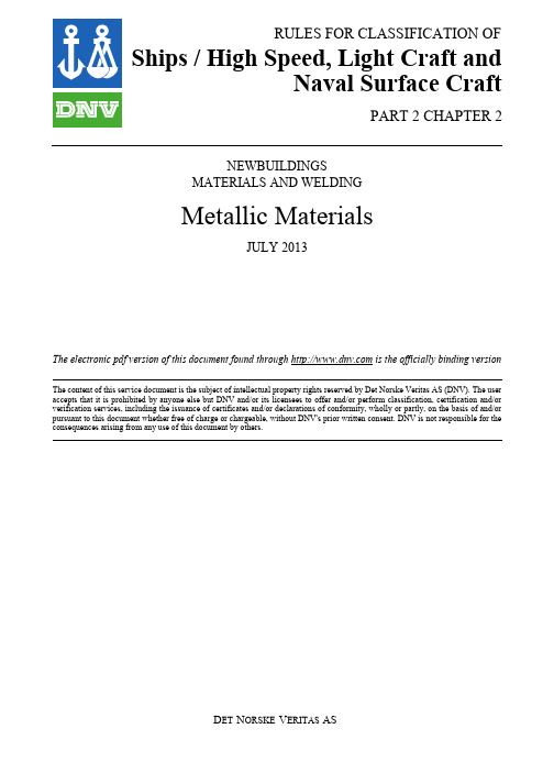 DNV material and welding