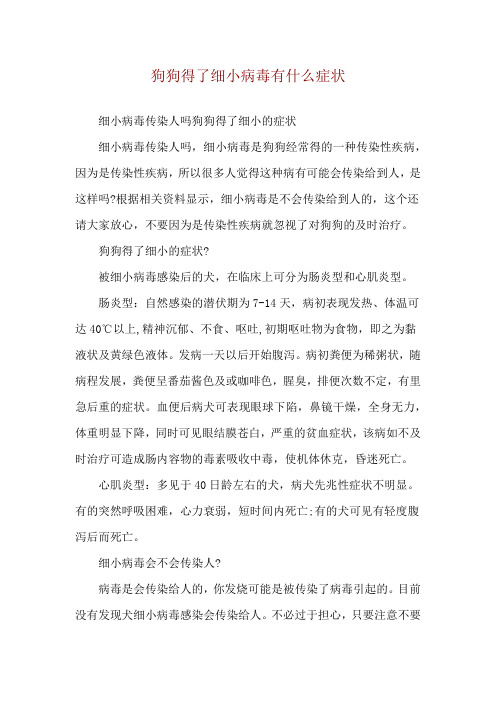 狗狗得了细小病毒有什么症状