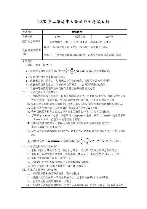 上海海事大学专升本考试大纲