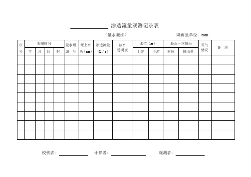 水库渗流观测记录表