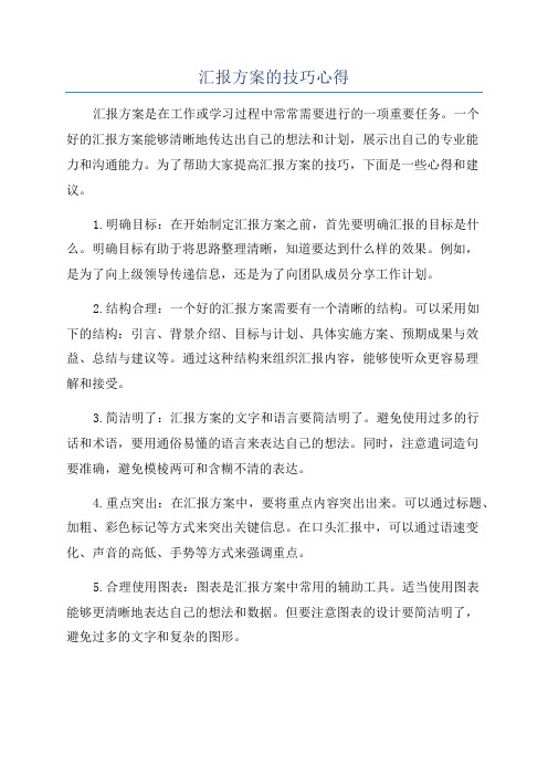 汇报方案的技巧心得