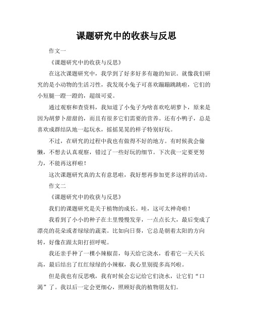 课题研究中的收获与反思