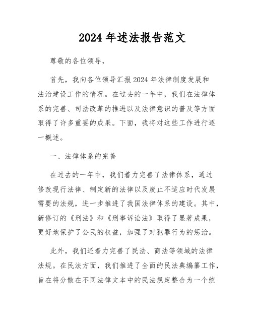 2024年述法报告范文