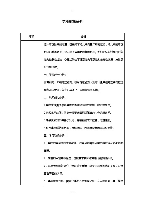 学习者特征分析