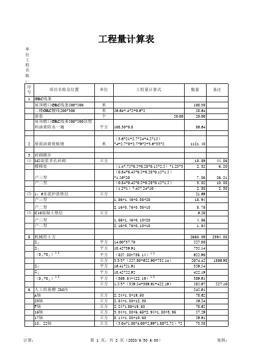 工程量计算模板(砖混)