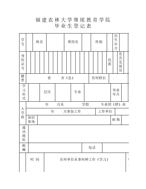 福建农大毕业生登记表