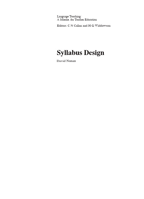 Syllabus Design