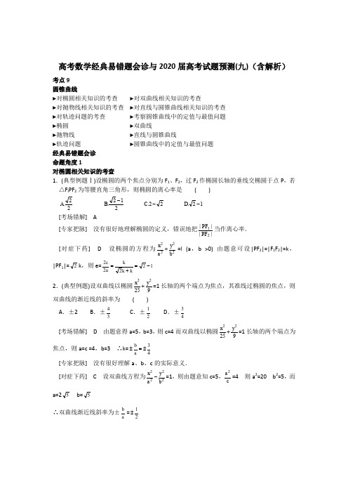 高考数学经典易错题会诊与2020届高考试题预测(九)(含解析)